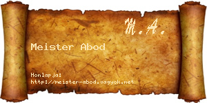 Meister Abod névjegykártya